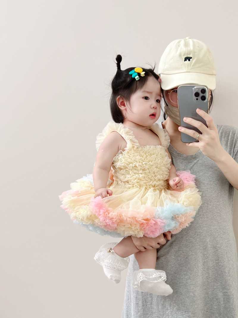 ベビードレス 80~110cm 華やか グラデーション ふわふわ バースデー ベビードレス 1歳記念 パーティー