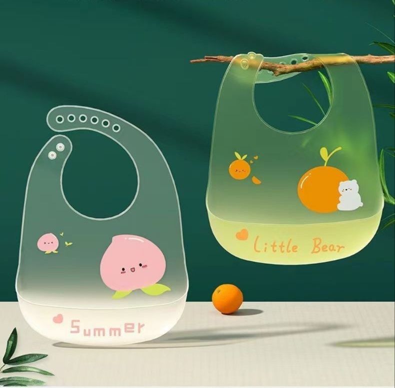 抗菌シリコン製立体ベビードレスよだれかけ かわいいフルーツ柄スタイ