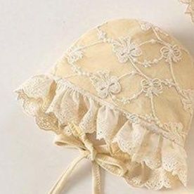 ベビードレス 刺繍レース飾り付きフリルボンネット帽子