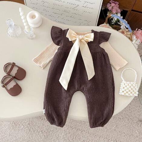 新作ベビードレス風ロンパース サロペット セット