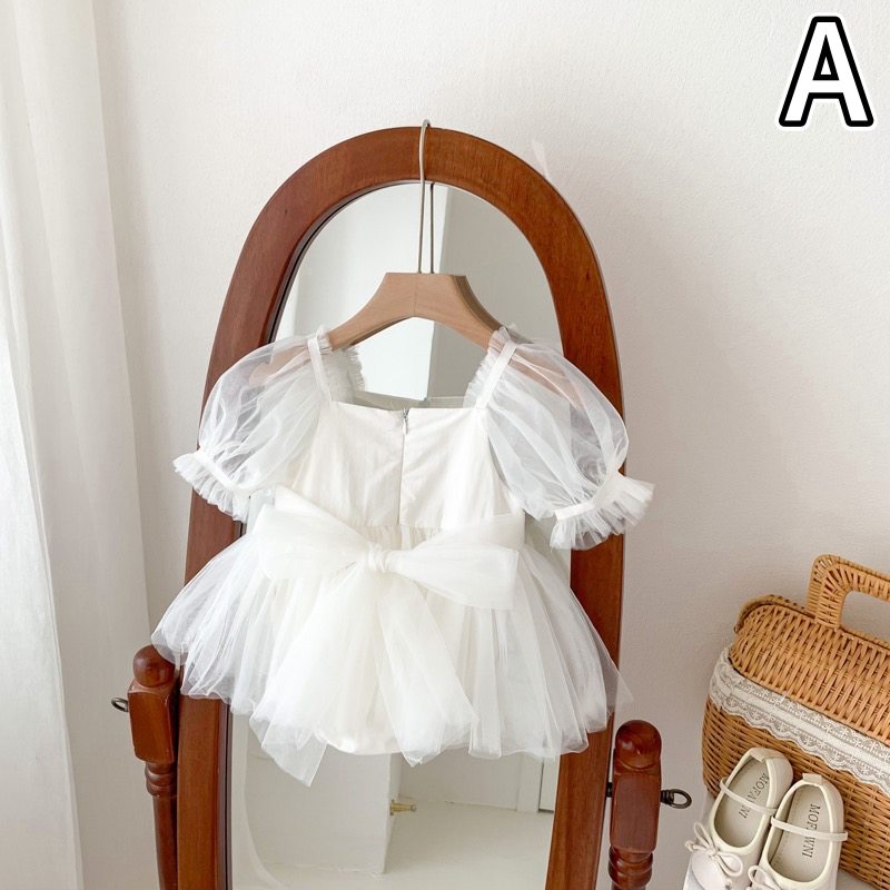 ベビードレス 女の子用チュールレースロンパースドレス