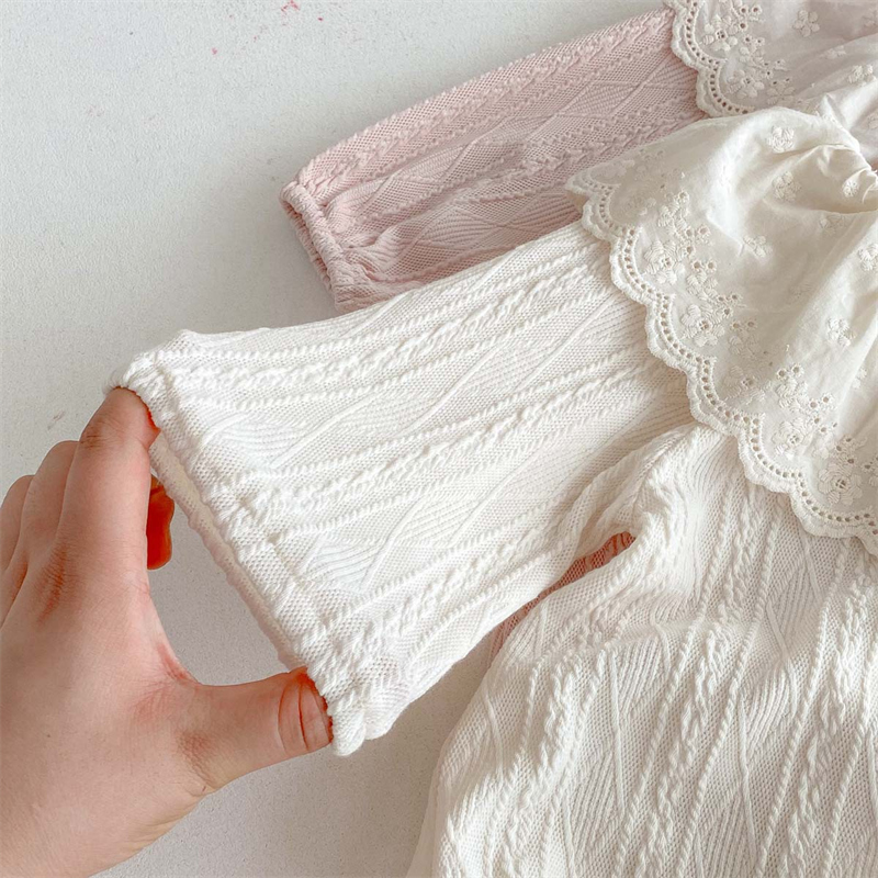 ベビードレス 帽子付きラッフルカラーロンパース女の子用可愛いベビー服