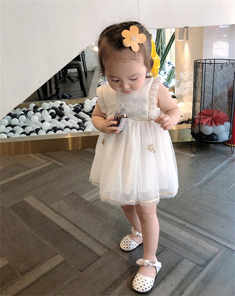 ベビードレス フリルチュールワンピース バースデー 女の子 夏用 お姫様ドレス
