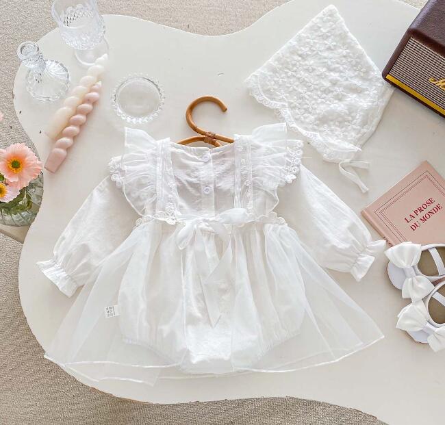 韓国風ベビードレス長袖ロンパース２点セット