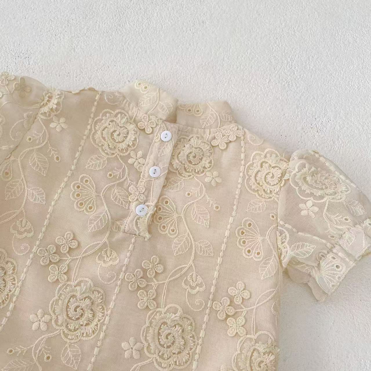 ベビードレス 刺繍 レース 退院用 ベビードレス 退院 バースデー 新生児~90cm