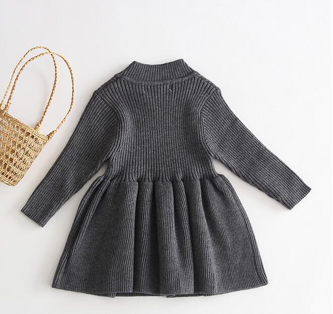 ベビードレス 女の子用ニット長袖ワンピース バースデー