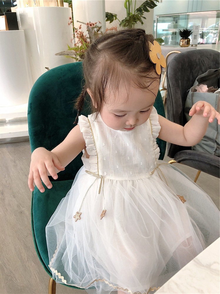 ベビードレス フリルチュールワンピース バースデー 女の子 夏用 お姫様ドレス