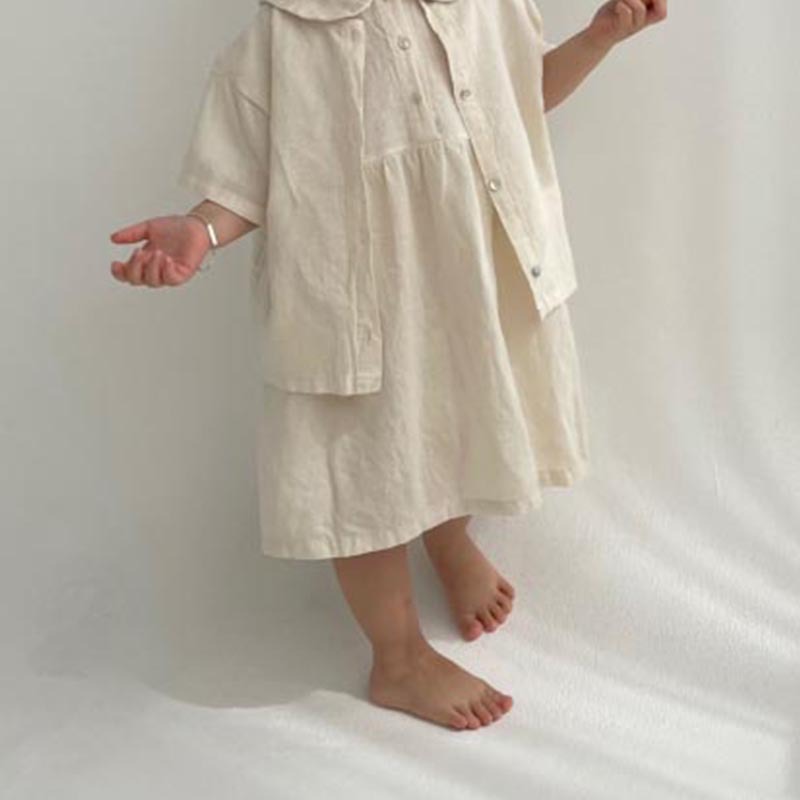 ベビードレス 夏のバースデー リネン風ワンピース 子供服 キッズ