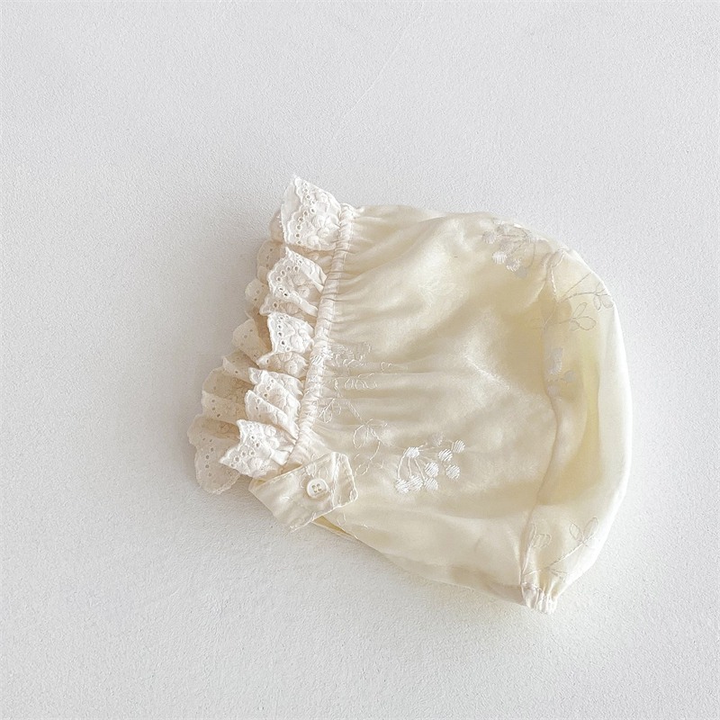 春新作フリル付きベビードレス女の子用帽子セット お宮参り