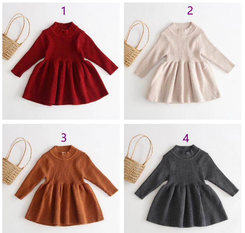 ベビードレス 女の子用ニット長袖ワンピース バースデー