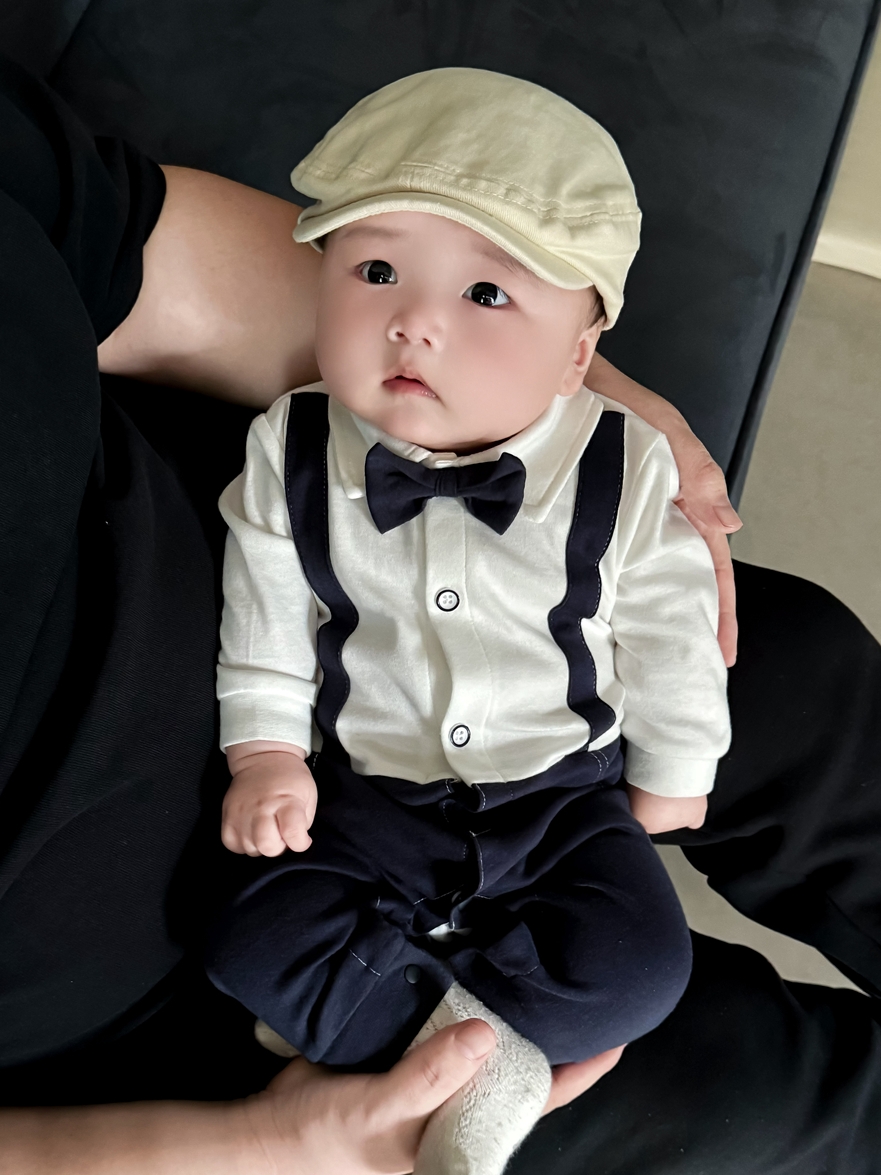 ベビードレス バースデーに映える、小さな紳士のベビードレス 男の子 正装 フォーマル バースデー 新生児~90cm