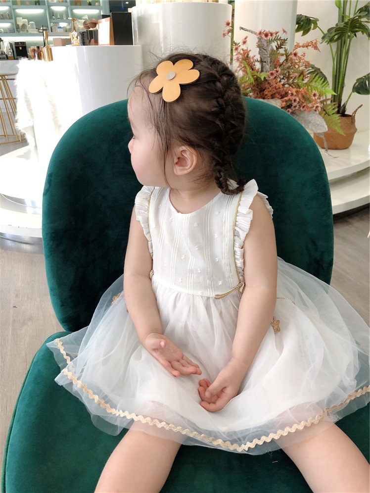 ベビードレス フリルチュールワンピース バースデー 女の子 夏用 お姫様ドレス