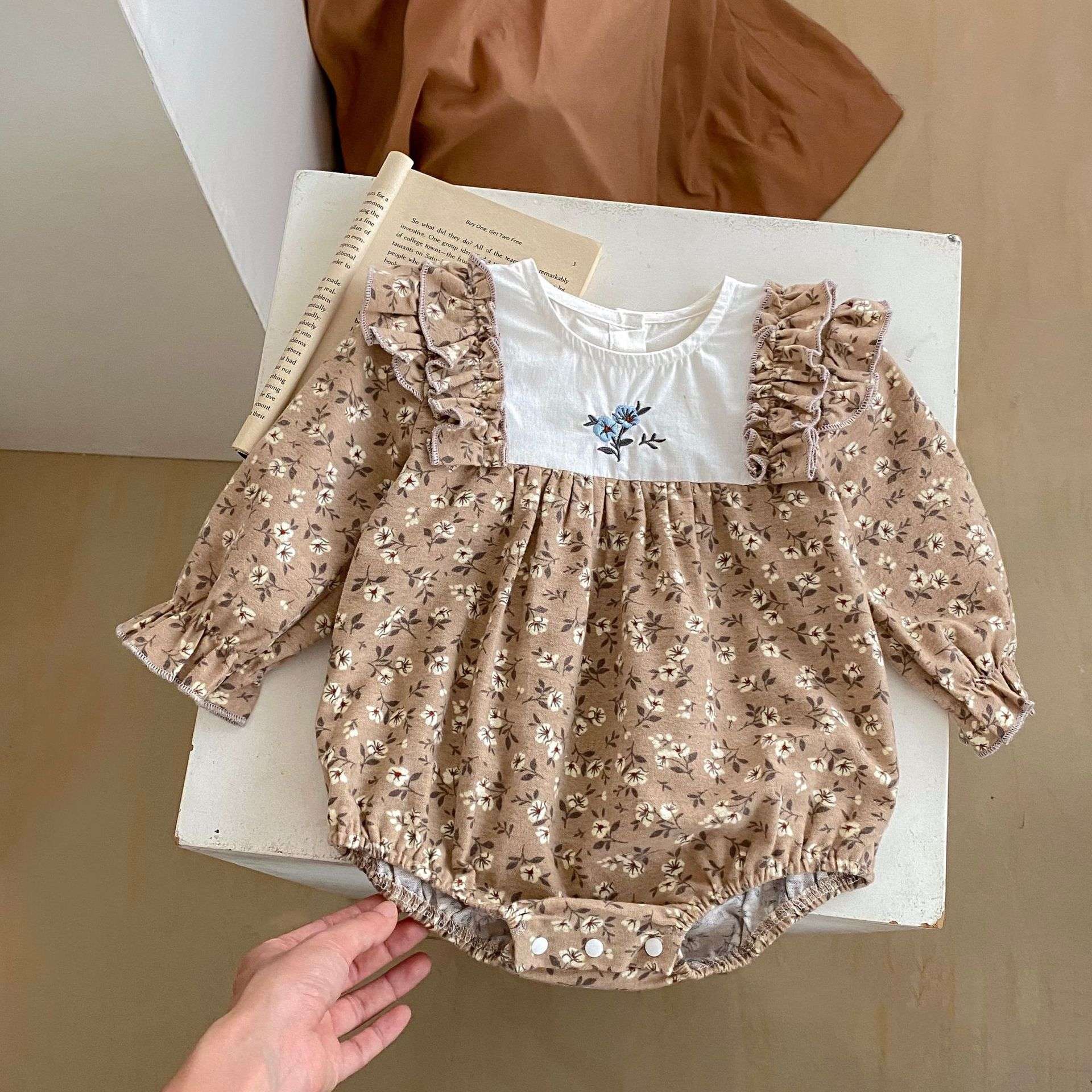 ベビードレス 花柄バースデーロンパース 女の子用カバーオール