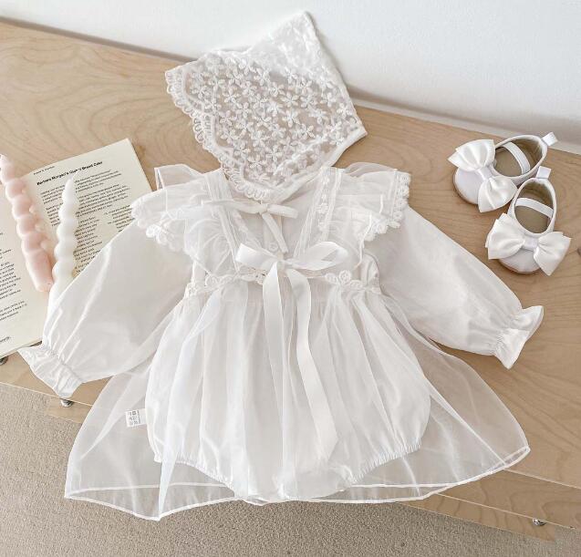 韓国風ベビードレス長袖ロンパース２点セット