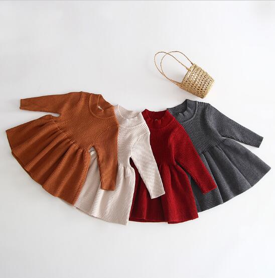 ベビードレス 女の子用ニット長袖ワンピース バースデー