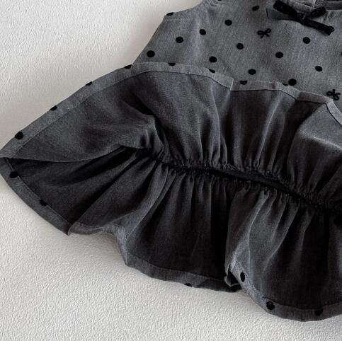 新作ベビードレス ドット柄ワンピース+襟付きインナーセット