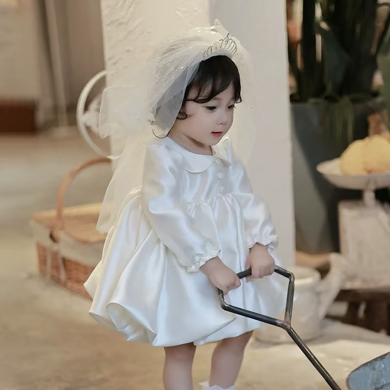 ベビードレス 光沢が上品に映える、結婚式にぴったりの七分袖ベビードレス