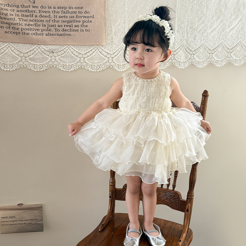 ベビードレス ふんわりお姫様フリル誕生日ドレス　バースデー　記念写真　70~110cm
