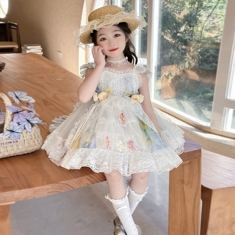 ベビードレス お花モチーフ フリルレース ドレス