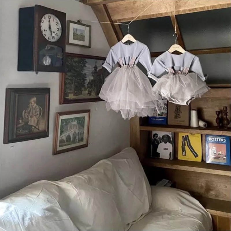 女の子用チュールレースベビードレス ジャンパースカート