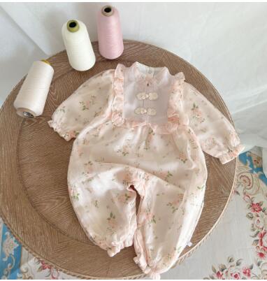 ベビードレス 花柄刺繍ベビーチャイナドレス風ロンパース