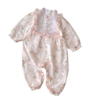 ベビードレス 花柄刺繍ベビーチャイナドレス風ロンパース