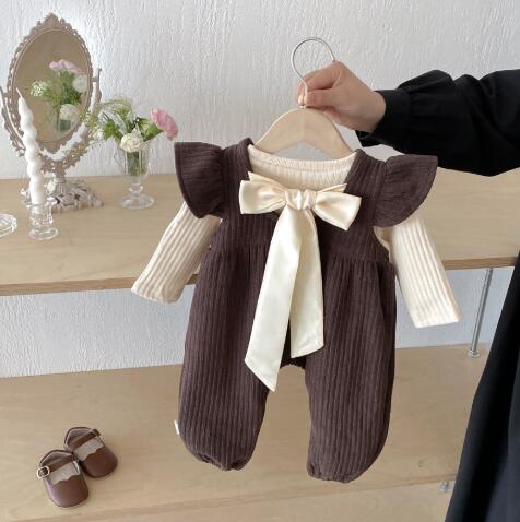 新作ベビードレス風ロンパース サロペット セット