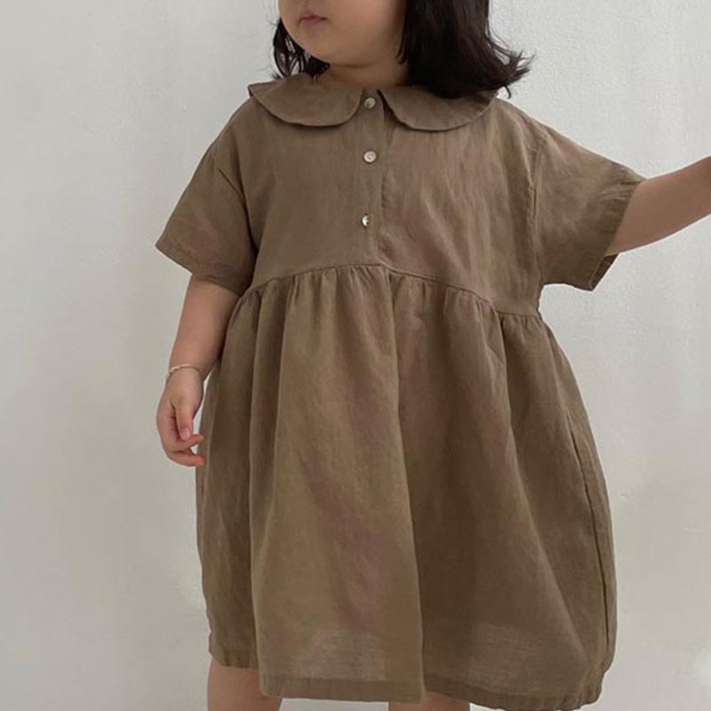 ベビードレス 夏のバースデー リネン風ワンピース 子供服 キッズ