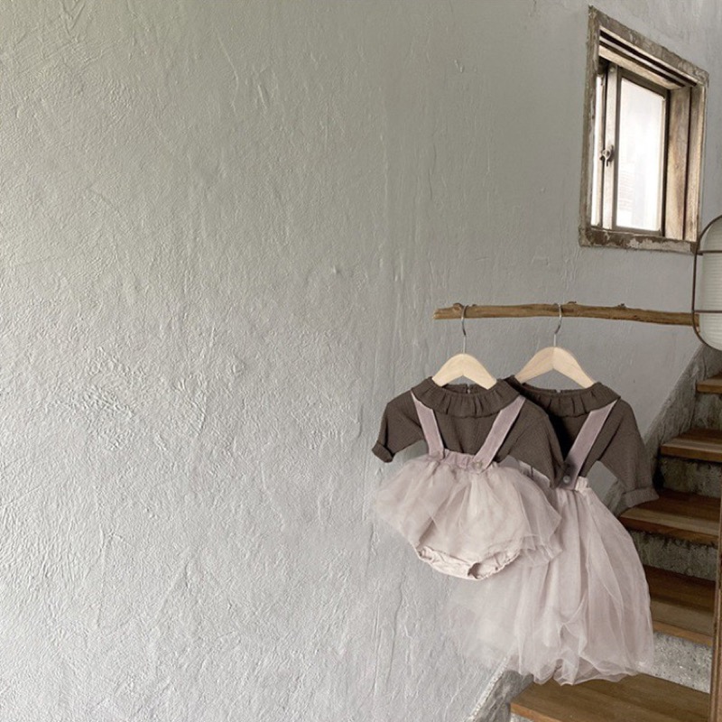 女の子用チュールレースベビードレス ジャンパースカート