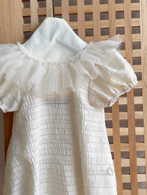 ベビードレス 2025新作 上品白色パフスリーブベビーロンパース