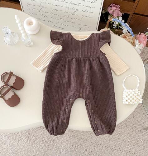 新作ベビードレス風ロンパース サロペット セット