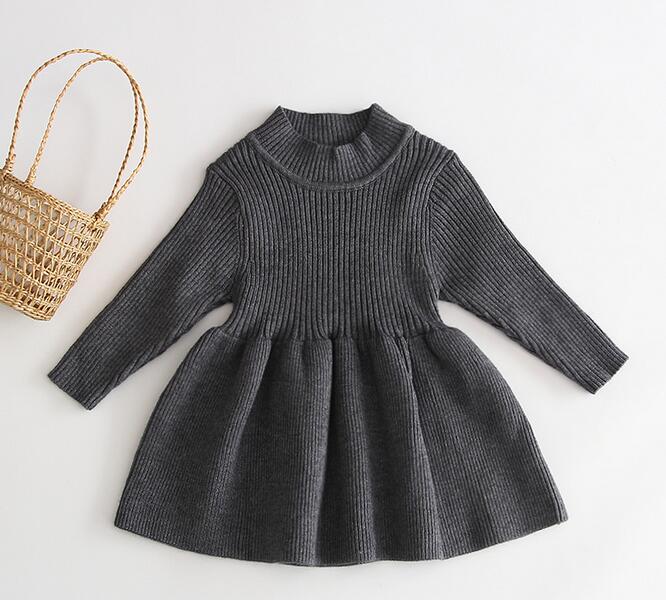 ベビードレス 女の子用ニット長袖ワンピース バースデー