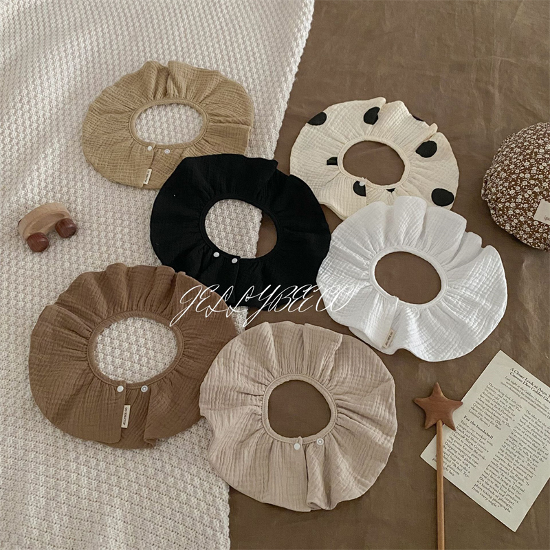 ベビードレス 綿１００％ベビースタイ４層構造３６０度回転可花柄水玉よだれかけ