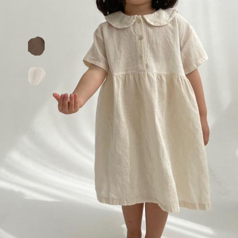 ベビードレス 夏のバースデー リネン風ワンピース 子供服 キッズ