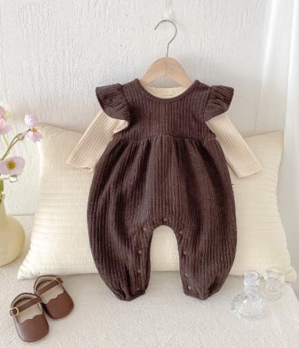 新作ベビードレス風ロンパース サロペット セット