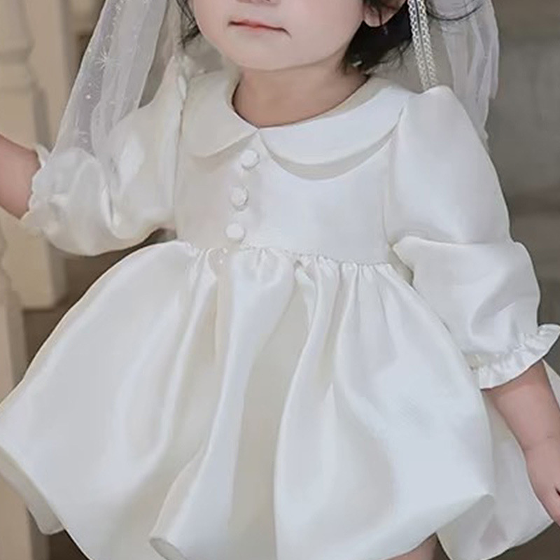 ベビードレス 光沢が上品に映える、結婚式にぴったりの七分袖ベビードレス