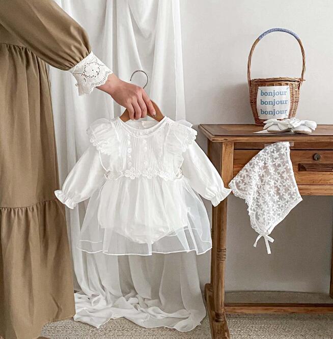 韓国風ベビードレス長袖ロンパース２点セット