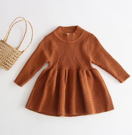 ベビードレス 女の子用ニット長袖ワンピース バースデー