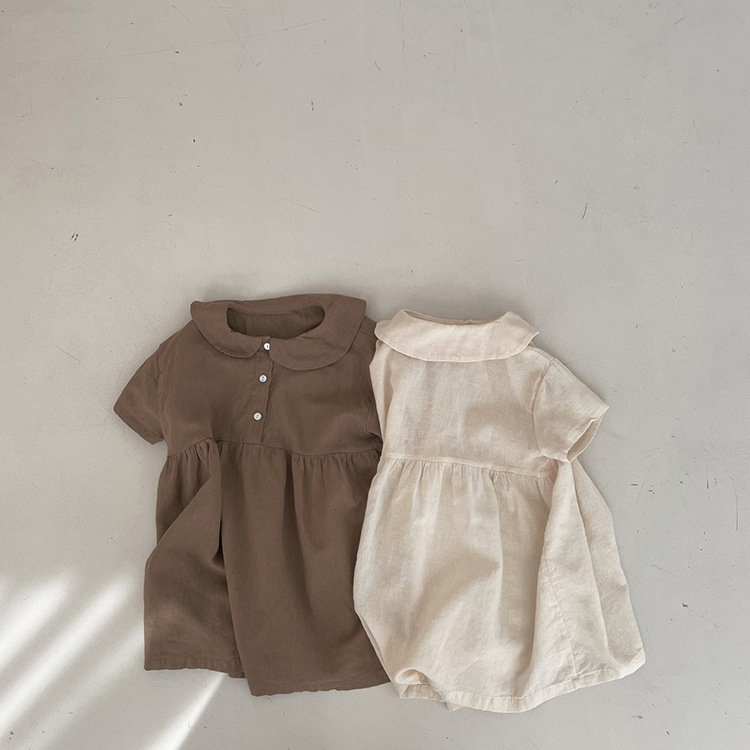 ベビードレス 夏のバースデー リネン風ワンピース 子供服 キッズ