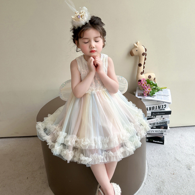 ベビードレス 結婚式 レースとチュールが織りなす、小さな妖精のようなベビードレス
