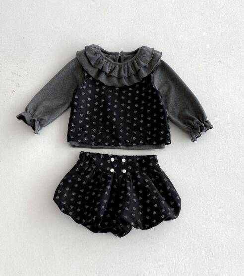 新作ベビードレス3点セット フリル襟ブラウス ジャンパースカート ブルマ 結婚式