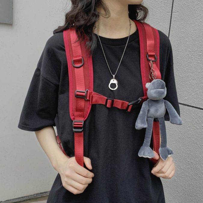 高校生 リュック 花刺繍メッシュポケット通学リュック
