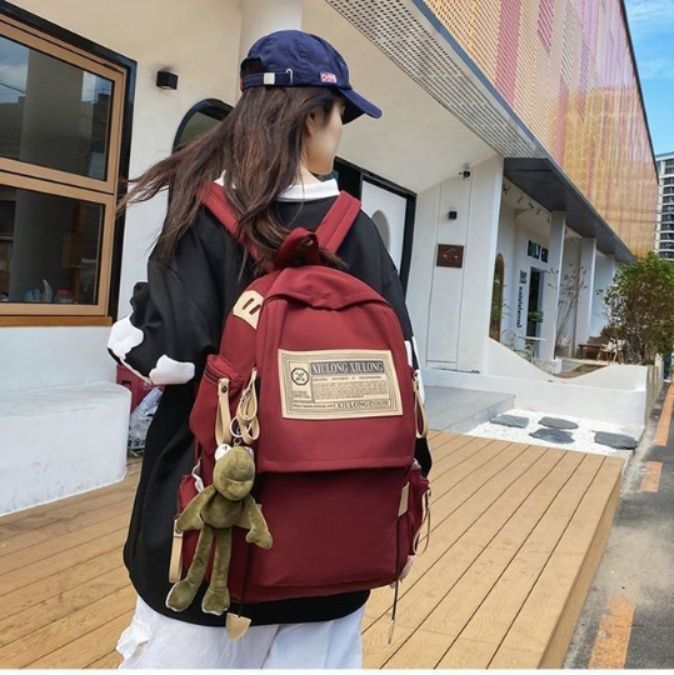 高校生 リュック レトロラベル 多機能通学バッグ