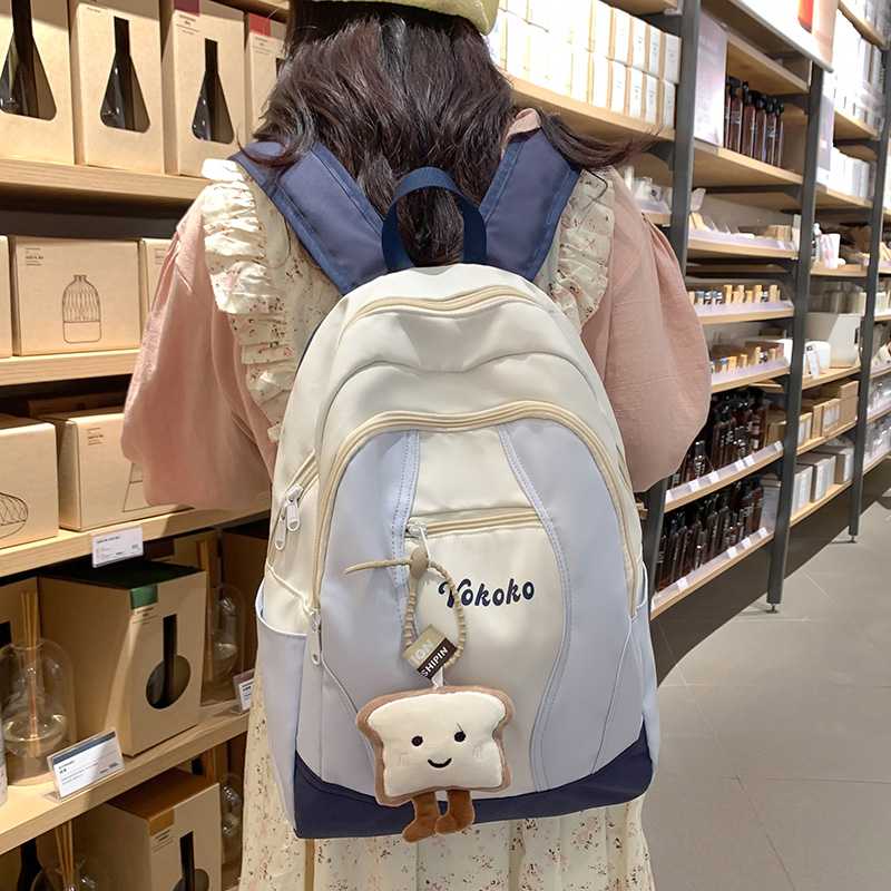 高校生 リュック かわいいパンモチーフ付き学生リュック
