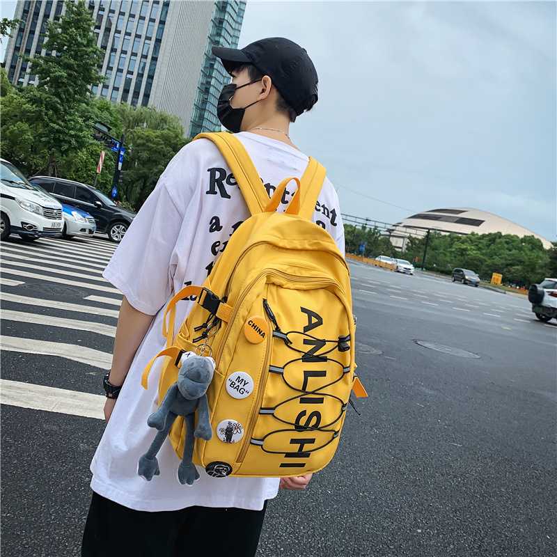 高校生 リュック カジュアル紐デザイン学生用バックパック