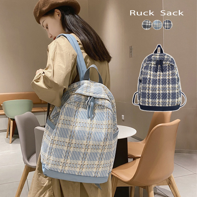 高校生 リュック 大容量チェック柄リュック 高校生通学用軽量バッグ