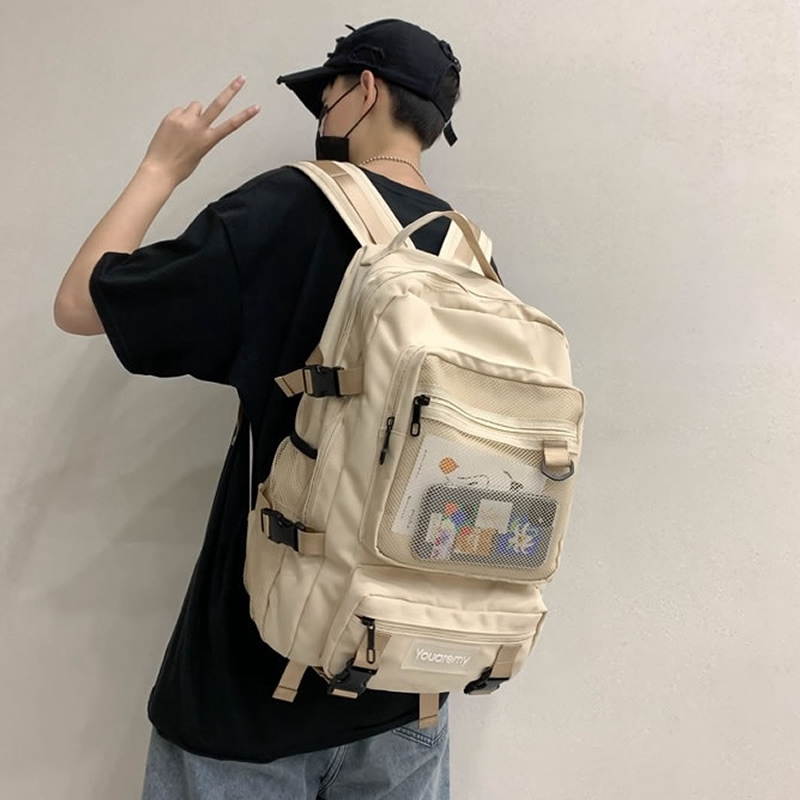 高校生 リュック メッシュポケット付き多機能通学リュック
