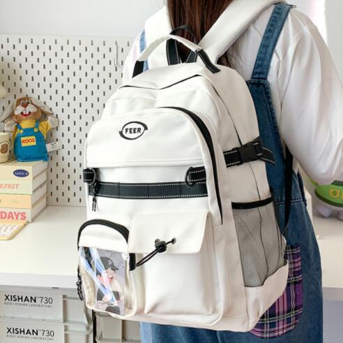 高校生 リュック 高校生向け多機能リュック 透明ポケット付き背負い鞄