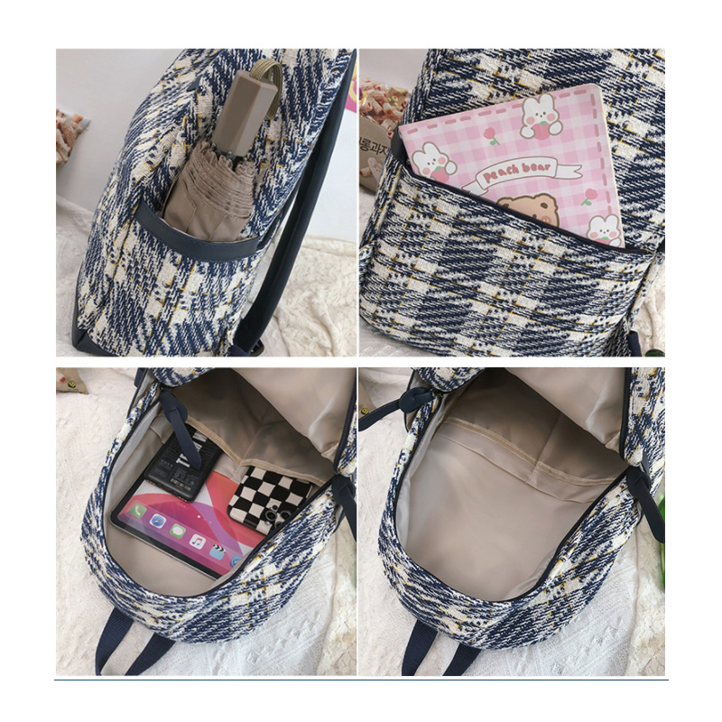 高校生 リュック 大容量チェック柄リュック 高校生通学用軽量バッグ