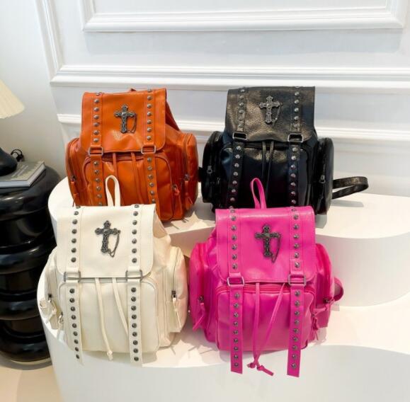 高校生 リュック 合成皮革十字架デザイン大容量リュック